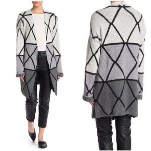 Joseph A  Ombre Grid Cardigan, Geometric, Like New